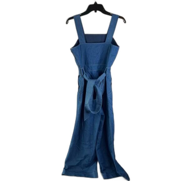 FA Belted Waist Wide Leg Boho Jumpsuit with Pockets Denim Blue Size Small - Picture 2 of 14